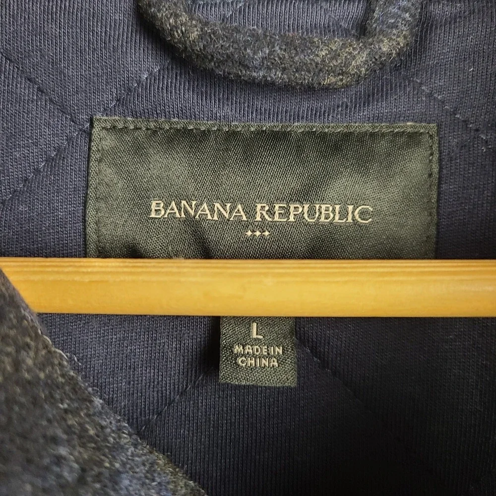 Banana Republic Mens Quilted Wool Blend Shacket Navy Plaid Jacket 736723-01 L